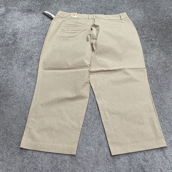 Dockers Metro Capri Caft Length Pants Womens 16W Brown Striped Stretch 38x23 NWT - Picture 2 of 16